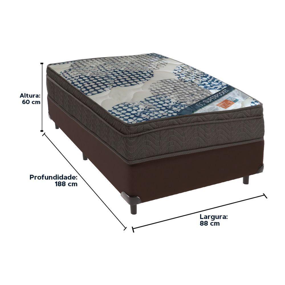 Ortobom Superpocket Solteiro Molas Ensacadas D26 Box Bege Marrom - 5