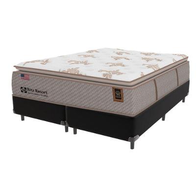 Cama Box Preto E Colchão Queen Ritz Resort Pillow High Tech Sealy