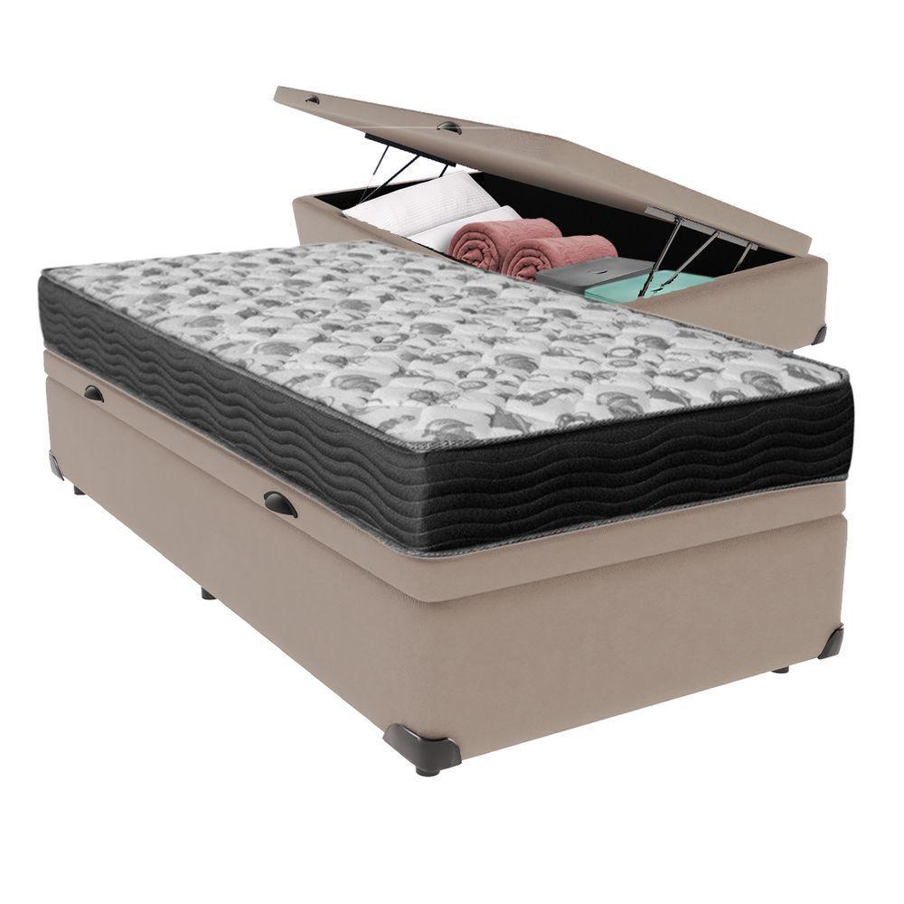 Cama Ortobom D33 Solteiro Com Box Baú Bege Iso100 Bege - 1