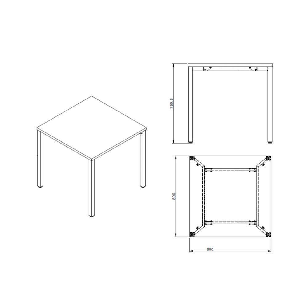 Mesa Parus 4 Lugares 80x80 Cm Tampo Em Mdp 25mm Preto - 3