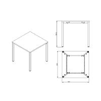 Mesa Parus 4 Lugares 80x80 Cm Tampo Em Mdp 25mm Preto - 3