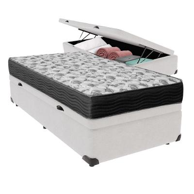 Conjunto Cama Box Baú Solteiro Branca Colchão D33 Ortobom