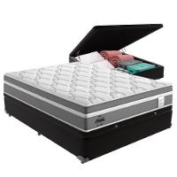 Cama Box Baú Casal E Colchão Molas Ensacadas Berlim Probel - Preto - 1