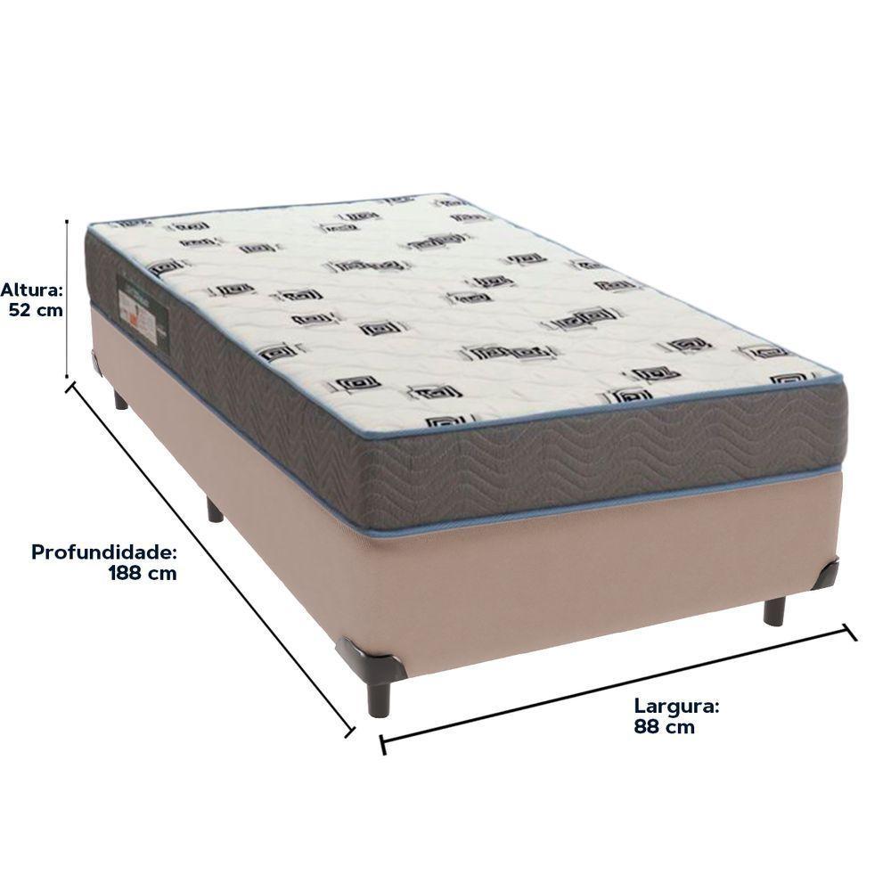 Cama Box Bege E Colchão Light Espuma D33 Solteiro Ortobom - 3