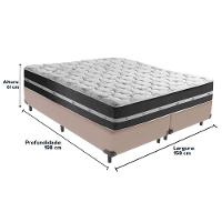 Cama Box Bege E Colchão Classic Preto Molas Ensacadas Queen Anjos - 6
