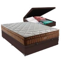 Cama Box Baú Casal E Colchão Ortopédico Anjos Star Pillow In - Marrom - 1