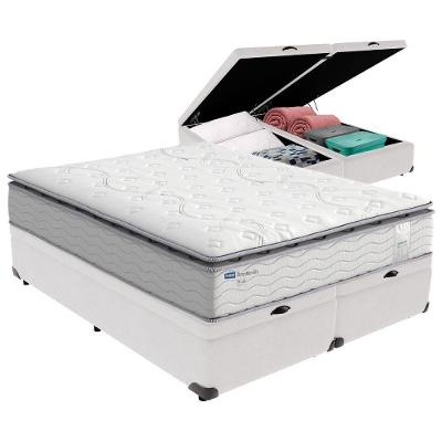 Cama Box Baú Queen E Colchão Molas Ensacadas Amsterdã Probel - Branco