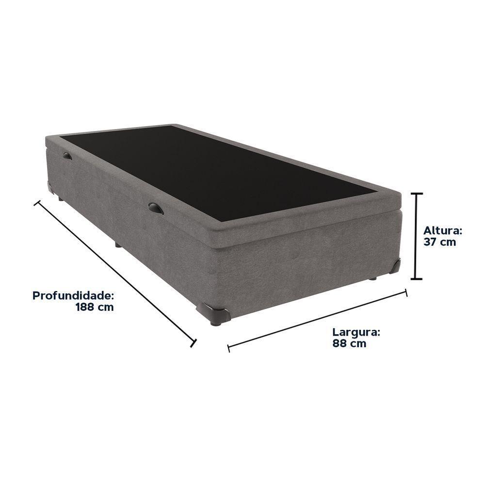 Cama Box Baú Solteiro 88x188 Cinza - 3