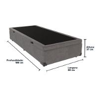Cama Box Baú Solteiro 88x188 Cinza - 3