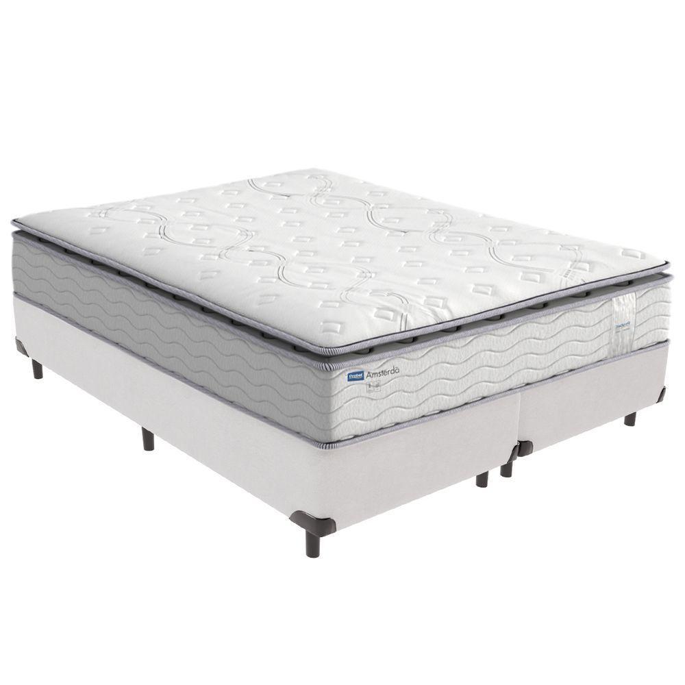Cama Box Branco E Colchão Amsterdã Molas Ensacadas Queen Probel - 1