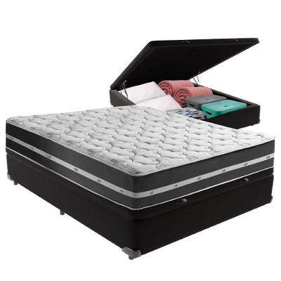 Cama + Box Com Bau Casal Classic Anjos Preto