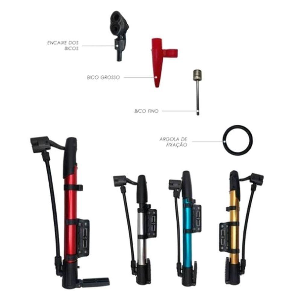 Bomba De Ar Com Apoio Pneu Bolas Inflável Bico Fino E Grosso - 2