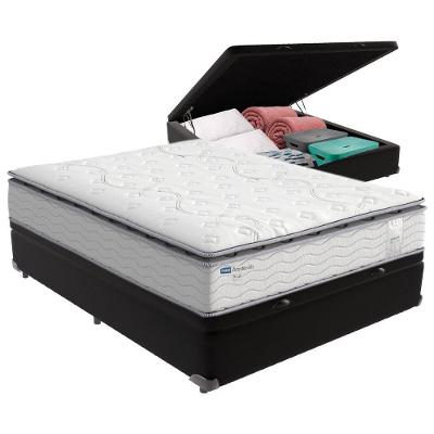 Cama Box Baú Casal E Colchão Molas Ensacadas Amsterdã Probel Preto