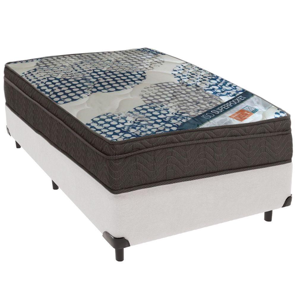 Cama Box Branco E Colchão Iso Superpocket Molas Ensacadas Solteiro Ortobom - 1