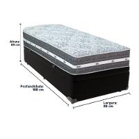 Cama Box Baú Preto E Colchão Black Graphite Molas Ensacadas Solteiro 88x188x32 Anjos - 6