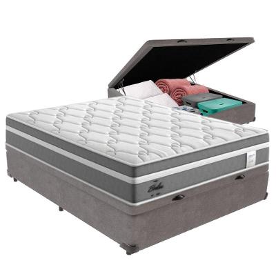 Cama Box Baú Casal E Colchão Molas Ensacadas Berlim Probel - Cinza