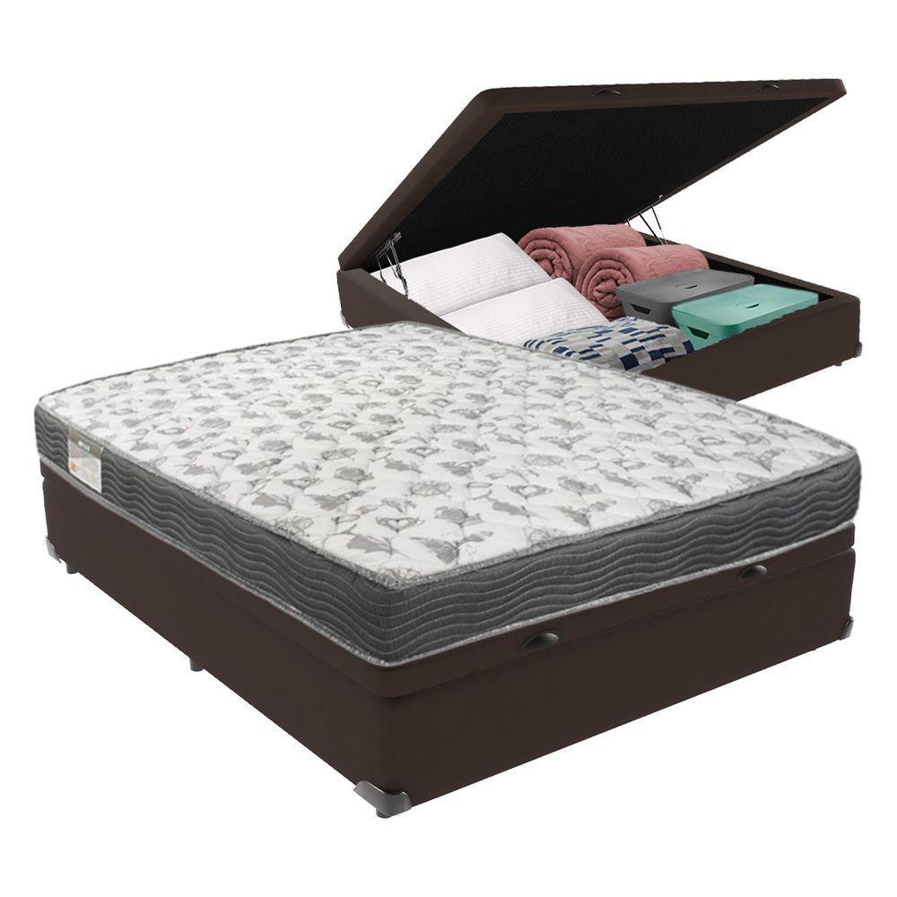 Cama Box Com Baú Ortobom Iso100 Bege D33 Marrom - 1