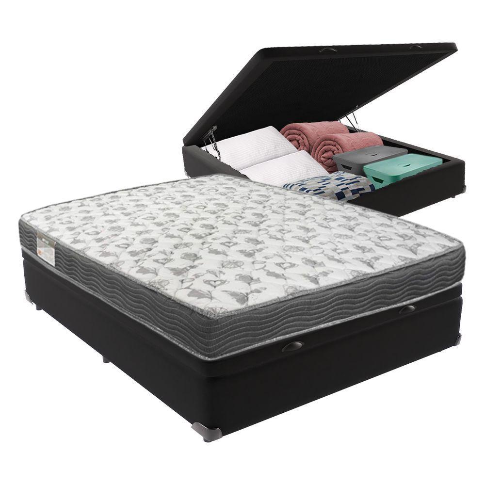 Cama Box Com Baú Ortobom Iso100 Bege D33 Preto - 1