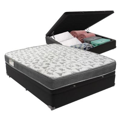 Cama Box Com Baú Ortobom Iso100 Bege D33 Preto