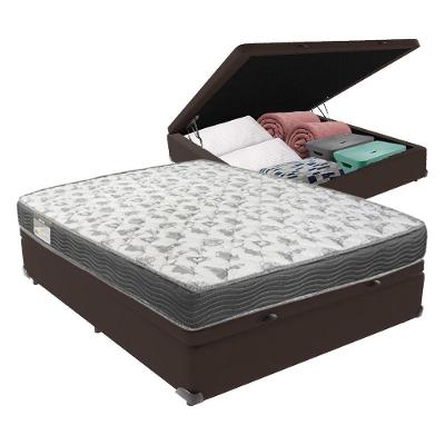 Cama Box Com Baú Ortobom Iso100 Bege D33 Marrom