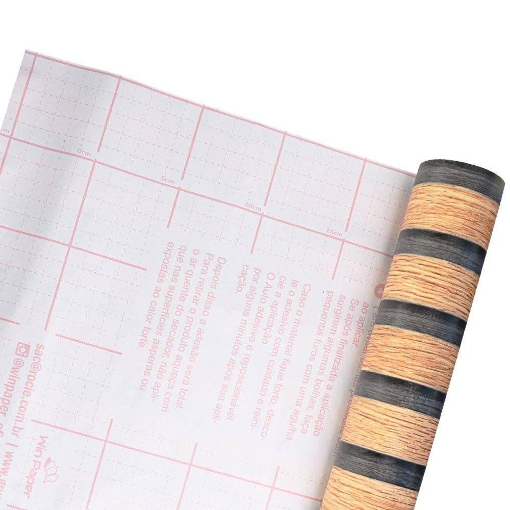 Kit 03 Rolo Com 10 Metros De Papel Adesivo Madeira Listrada - 10