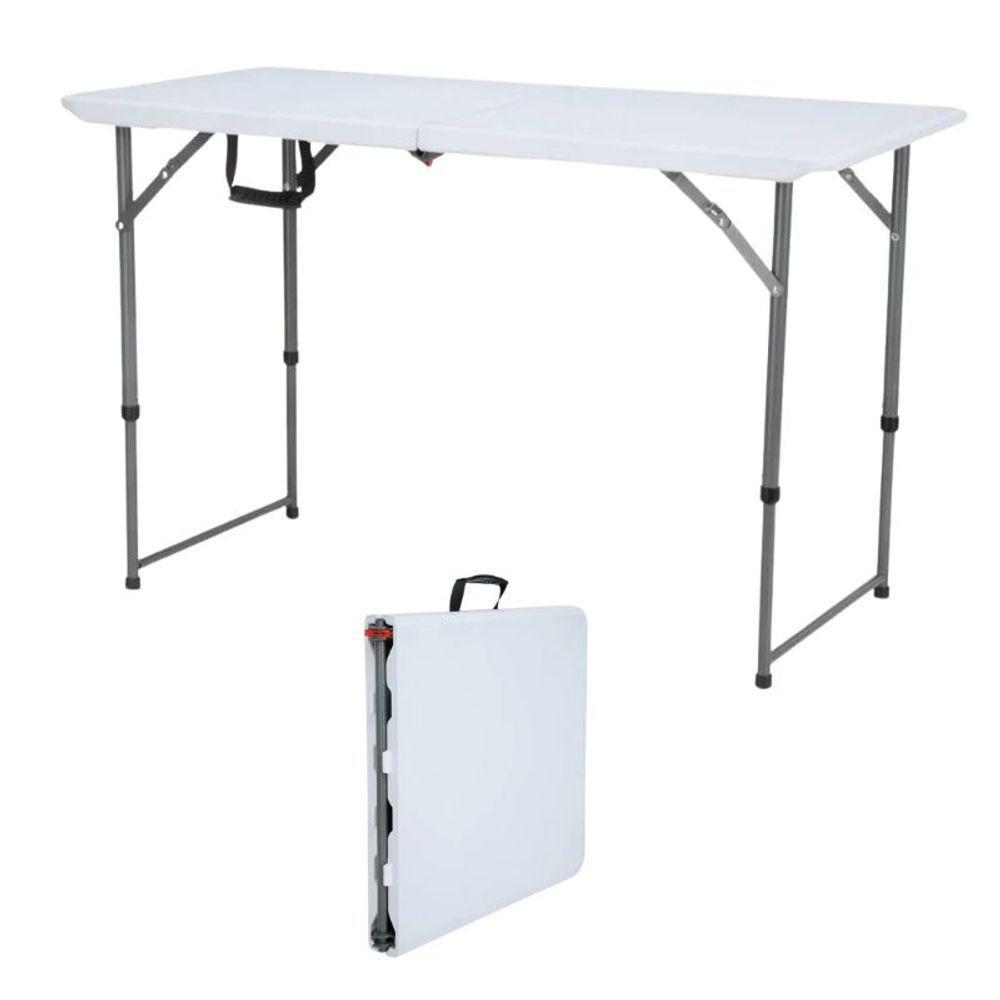 Mesa Branca Dobrável Portátil 1,20 Metros Altura Ajustável - 1