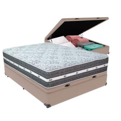 Cama Box Baú Casal E Colchão Black Graphite Anjos Molas Ensacadas Bege
