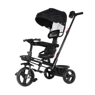 Triciclo Preto Luxo Empurrador Apoio De Pé Proteção Lateral