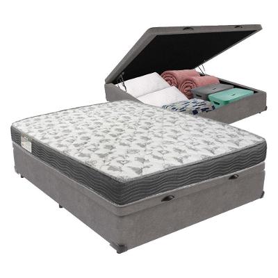 Cama Box Com Baú Ortobom Iso100 Bege D33 Cinza