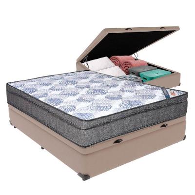 Cama Box Casal Baú Bege Colchão Ortobom Superpocket Pillow Bege