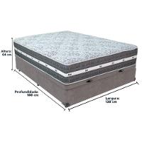 Cama Box Com Baú Cinza E Colchão Casal Black Grafit Anjos - 5