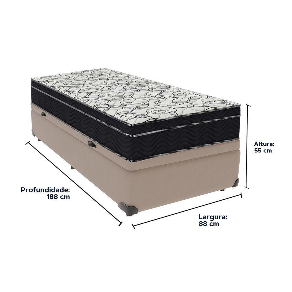 Conjunto Solteiro Cama Bege Box Colchão Extra Firme Ortobom Bege - 5