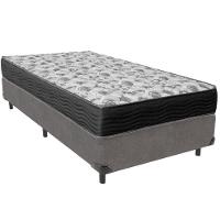 Cama Box Cinza E Colchão Iso100 Espuma D33 Solteiro Ortobom - 1