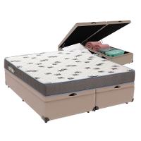 Cama Box Queen Com Bau Ortobom D33 Light Bege - 1