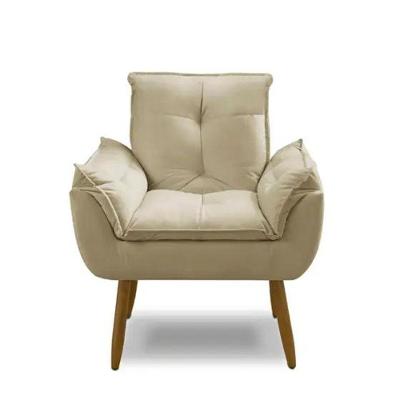 Kit 2 Poltrona Decorativa Opala Confortável Para Sala Quarto Recepção Escritório Suede Luxo Bege