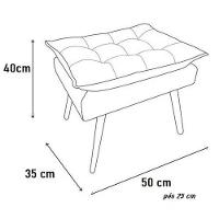 2 Poltronas Opala Com 2 Puff Decorativa Confortável Para Sala Quarto Recepção Suede Luxo Grafite - 4