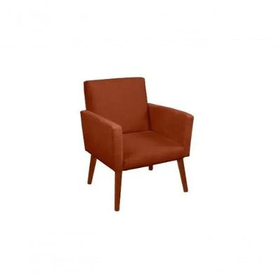 Cadeira Poltrona Estofada Luxo Decorativa Sala De Jantar Mesa Quarto - Terracota