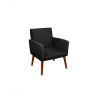 Cadeira Poltrona Estofada Luxo Decorativa para Sala de Jantar Mesa Quarto - Preta - 1