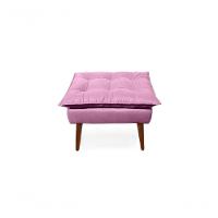2 Poltronas Opala com 1 Puff Decorativas Confortáveis para Sala, Quarto, Recepção - Suede Luxo Rosa - 2