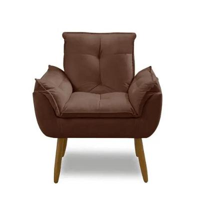 Kit 2 Poltrona Decorativa Opala Confortável Para Sala Quarto Recepção Escritório Suede Luxo Marrom