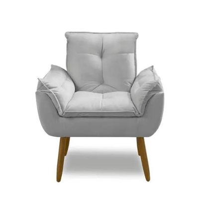 Kit 2 Poltrona Decorativa Opala Confortável Para Sala Quarto Recepção Escritório Suede Luxo Cinza Claro
