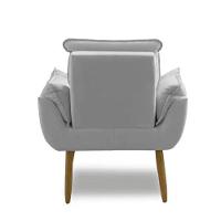 Poltrona Decorativa Opala Confortável Para Sala Quarto Recepção Escritório Suede Luxo Cinza Claro