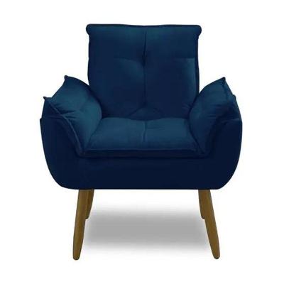 Kit 2 Poltrona Decorativa Opala Confortável Para Sala Quarto Recepção Escritório Suede Luxo Azul Marinho