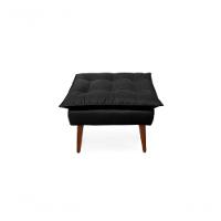 2 Poltronas Opala com 1 Puff Decorativa Confortável para Sala Quarto Recepção Suede Luxo Preto - 2