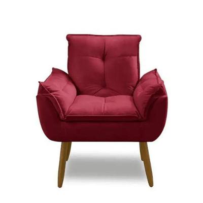 Poltrona Decorativa Opala Confortável Para Sala Quarto Recepção Escritório Suede Luxo Bordô