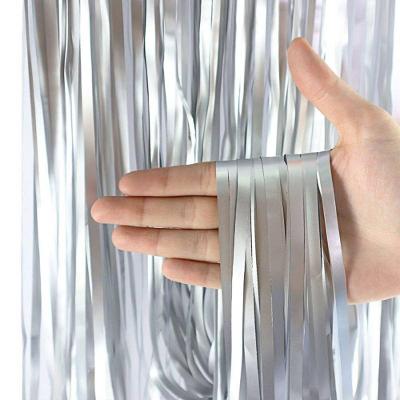 Cortina Prata Metalizada Fitas Para Decoração E Cenários
