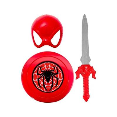 Kit Fantasia Infantil Homem Aranha Máscara Escudo E Espada