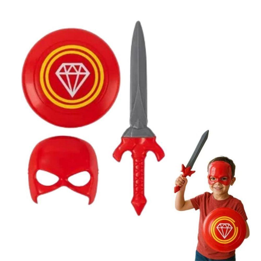 Kit Fantasia Infantil Capitão América Máscara Escudo Espada - 5