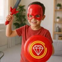 Kit Fantasia Infantil Capitão América Máscara Escudo Espada - 2