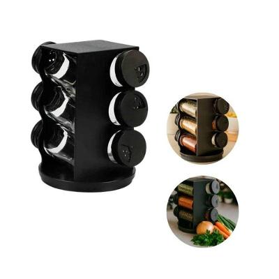Porta Condimentos Giratório Plástico Preto Com 06 Potes 80ml